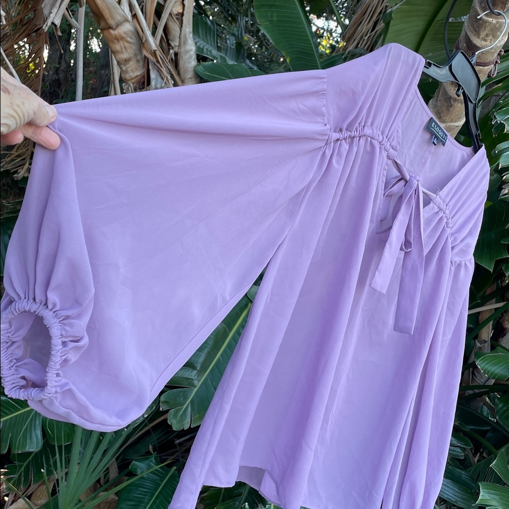 Eloquii puff sleeve bow front blouse